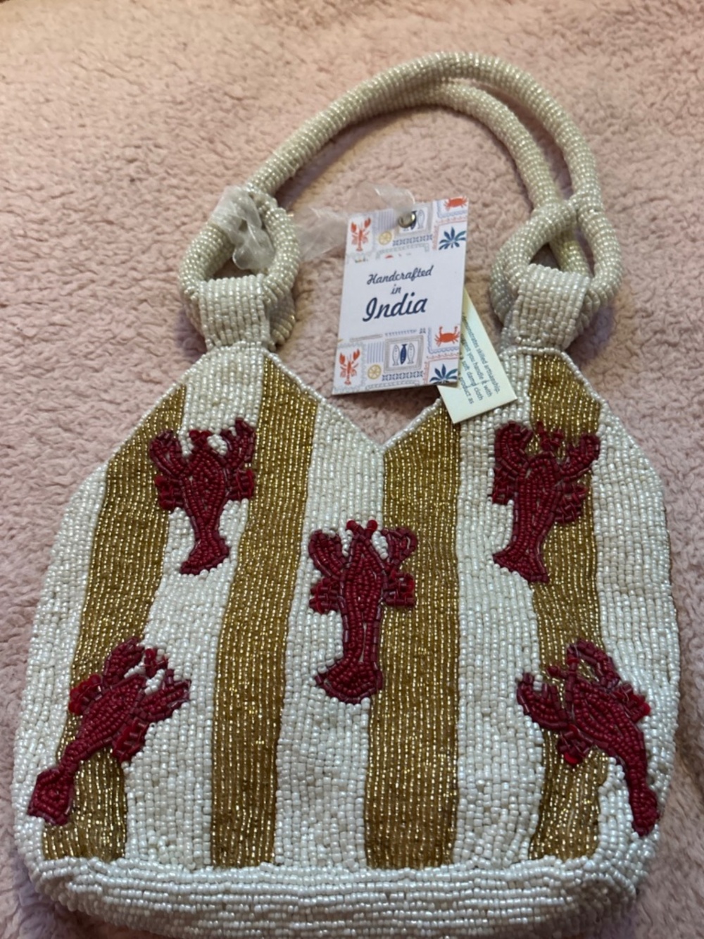 Handrcrafted in India beaded lobster purse